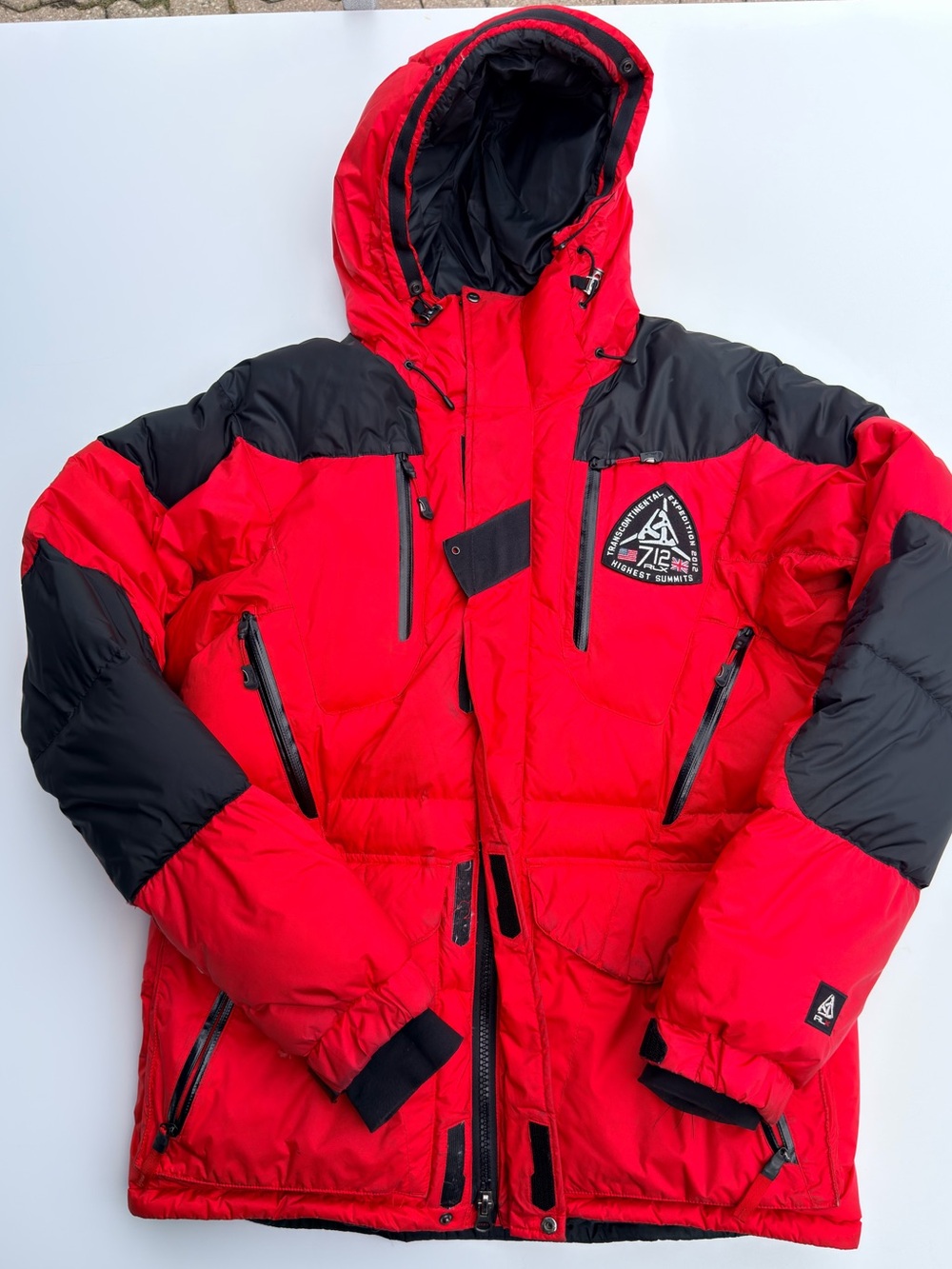 Ralph Lauren Red and Black Hooded Puffer Jacket